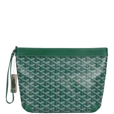 goyard Goyard Goyardine Canvas Green Conti Pouch Palladium Hardware | Thumbnail 1