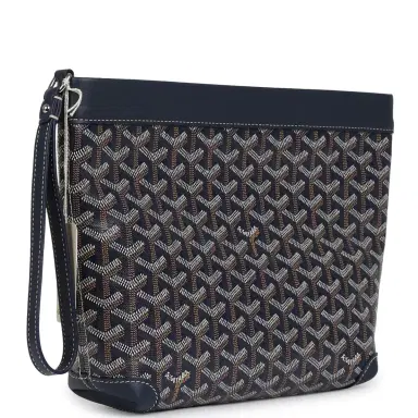 goyard Goyard Goyardine Canvas Navy Blue Conti Pouch Palladium Hardware | Thumbnail 2