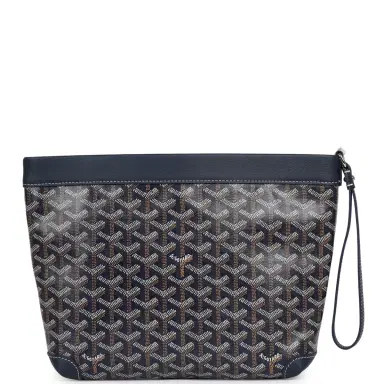 goyard Goyard Goyardine Canvas Navy Blue Conti Pouch Palladium Hardware | Thumbnail 4