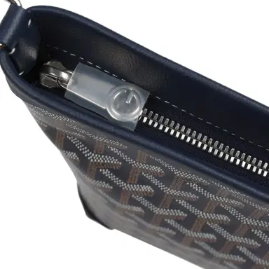 goyard Goyard Goyardine Canvas Navy Blue Conti Pouch Palladium Hardware | Thumbnail 8