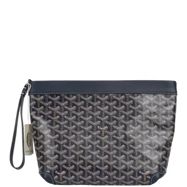 goyard Goyard Goyardine Canvas Navy Blue Conti Pouch Palladium Hardware | Thumbnail 1