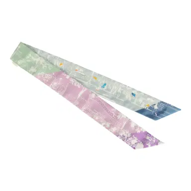HERMÈS Hermes "A l'Ombre des Boulevards" Blanc, Vert, Mauve Multi Silk | Thumbnail 2