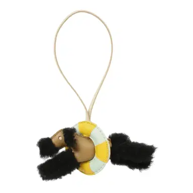 HERMÈS Hermes "A La Mer" Budy Charm Black, Dune, Craie, Jaune De Naples, Vert Peppermint Merino Wool, Milo Lambskin | Thumbnail 1 HERMÈS Hermes "A La Mer" Budy Charm Black, Dune, Craie, Jaune De Naples, Vert Peppermint Merino Wool, Milo Lambskin | Thumbnail 1