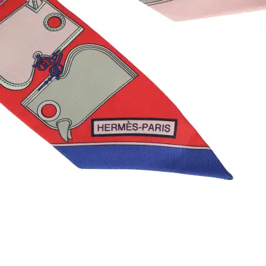 HERMÈS Hermes "Camails" Grenadine, Vert, Rose Multi Silk | Thumbnail 3