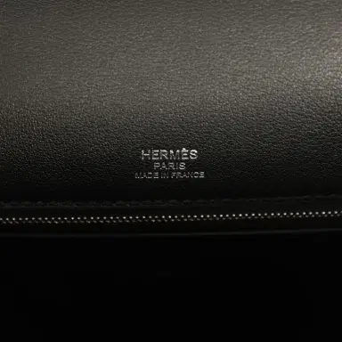 HERMÈS Hermes "Lettres Au Carre" Kelly Retourne 28 Black Swift and Ecru, Capucine, Bleu Indigo Toile De Camp Palladium Hardware | Thumbnail 7 HERMÈS Hermes "Lettres Au Carre" Kelly Retourne 28 Black Swift and Ecru, Capucine, Bleu Indigo Toile De Camp Palladium Hardware | Thumbnail 7