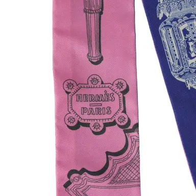 HERMÈS Hermes "Merveilleuses Lantern" Rose Bon Bon, Indigo Multi Silk | Thumbnail 3