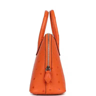 HERMÈS Hermes 1923 Bolide Mini Tangerine Ostrich Palladium Hardware | Thumbnail 3