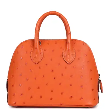 HERMÈS Hermes 1923 Bolide Mini Tangerine Ostrich Palladium Hardware | Thumbnail 4