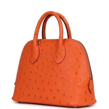 HERMÈS Hermes 1923 Bolide Mini Tangerine Ostrich Palladium Hardware | Thumbnail 5