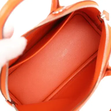 HERMÈS Hermes 1923 Bolide Mini Tangerine Ostrich Palladium Hardware | Thumbnail 8
