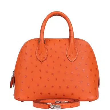 HERMÈS Hermes 1923 Bolide Mini Tangerine Ostrich Palladium Hardware | Thumbnail 1