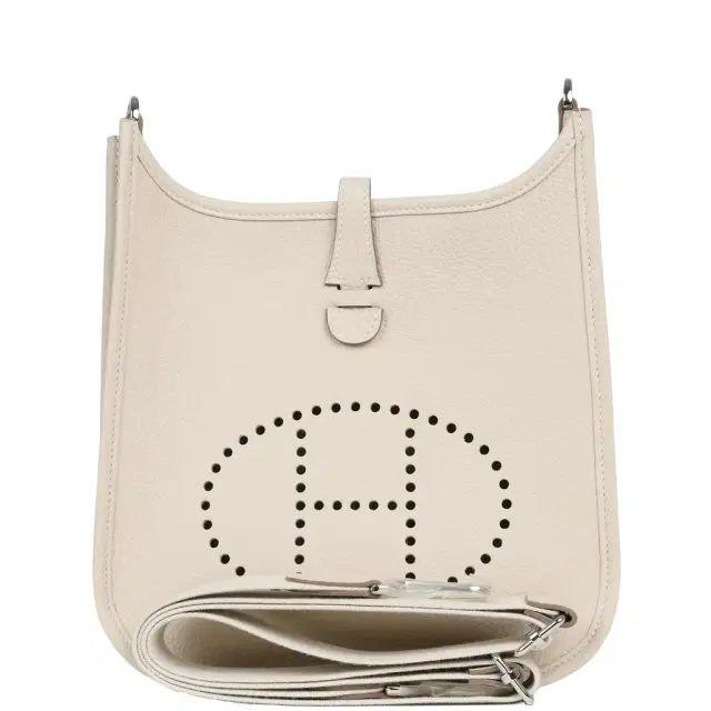 HERMÈS Hermes Evelyne 23 Craie Clemence Palladium Hardware