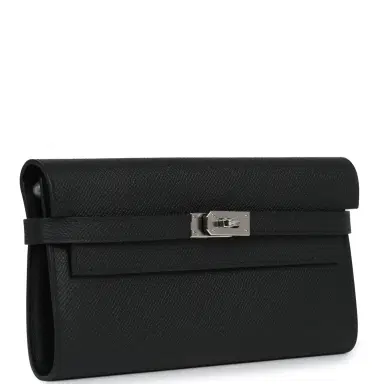 HERMÈS Hermes Kelly Long Wallet Black Epsom Palladium Hardware | Thumbnail 2 HERMÈS Hermes Kelly Long Wallet Black Epsom Palladium Hardware | Thumbnail 2