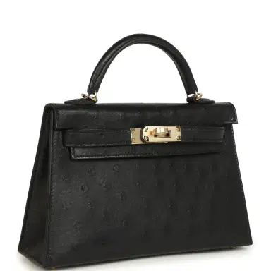 HERMÈS Hermes Kelly Sellier 20 Black Ostrich Permabrass Hardware | Thumbnail 2 HERMÈS Hermes Kelly Sellier 20 Black Ostrich Permabrass Hardware | Thumbnail 2