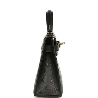 HERMÈS Hermes Kelly Sellier 20 Black Ostrich Permabrass Hardware | Thumbnail 3 HERMÈS Hermes Kelly Sellier 20 Black Ostrich Permabrass Hardware | Thumbnail 3