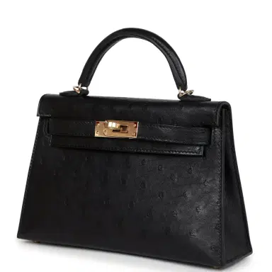 HERMÈS Hermes Kelly Sellier 20 Black Ostrich Permabrass Hardware | Thumbnail 5 HERMÈS Hermes Kelly Sellier 20 Black Ostrich Permabrass Hardware | Thumbnail 5