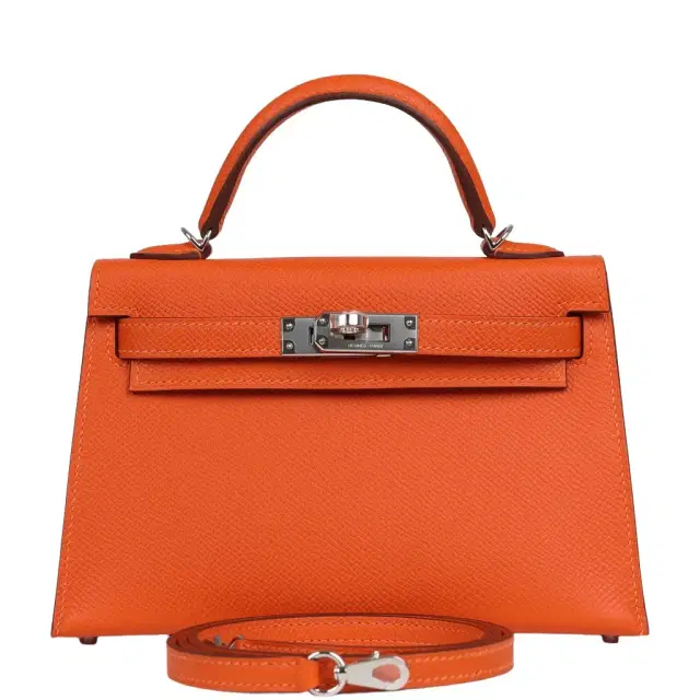 HERMÈS Hermes Kelly Sellier 20 Tangerine Epsom Palladium Hardware