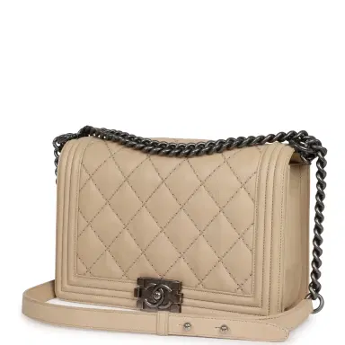 Chanel Pre-owned Chanel Medium "Wild Stitch" Boy Bag Beige Aged Calfskin Aged Ruthenium Hardware | Thumbnail 5 Chanel Pre-owned Chanel Medium "Wild Stitch" Boy Bag Beige Aged Calfskin Aged Ruthenium Hardware | Thumbnail 5