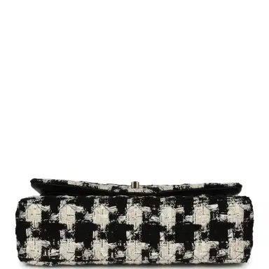 Chanel Pre-owned Chanel Medium Classic Double Flap Bag Black, White, Tweed Light Gold Hardware | Thumbnail 6 Chanel Pre-owned Chanel Medium Classic Double Flap Bag Black, White, Tweed Light Gold Hardware | Thumbnail 6