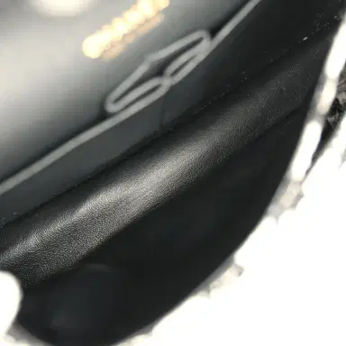 Chanel Pre-owned Chanel Medium Classic Double Flap Bag Black, White, Tweed Light Gold Hardware | Thumbnail 10 Chanel Pre-owned Chanel Medium Classic Double Flap Bag Black, White, Tweed Light Gold Hardware | Thumbnail 10