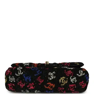 Chanel Pre-owned Chanel Mini Rectangular Flap Bag Black, Multi Sequin Gold Hardware | Thumbnail 6 Chanel Pre-owned Chanel Mini Rectangular Flap Bag Black, Multi Sequin Gold Hardware | Thumbnail 6