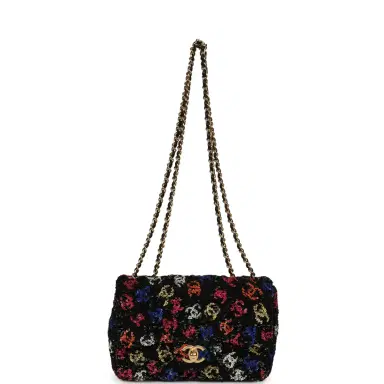 Chanel Pre-owned Chanel Mini Rectangular Flap Bag Black, Multi Sequin Gold Hardware | Thumbnail 7 Chanel Pre-owned Chanel Mini Rectangular Flap Bag Black, Multi Sequin Gold Hardware | Thumbnail 7
