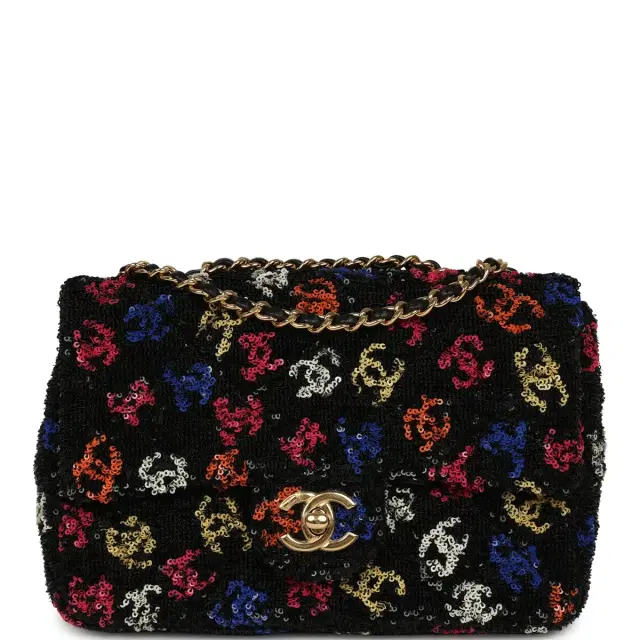 Chanel Pre-owned Chanel Mini Rectangular Flap Bag Black, Multi Sequin Gold Hardware