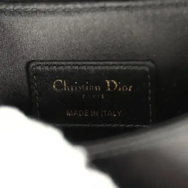 Dior Pre-owned Christian Dior Mini Saddle Bag Black Satin, Crystals Gold Hardware | Thumbnail 11