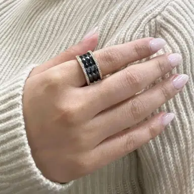 BVLGARI Bulgari B.Zero1 Black Ceramic & 18K Rose Gold Diamond Ring Sz. 7.5 by The Solist | Thumbnail 2