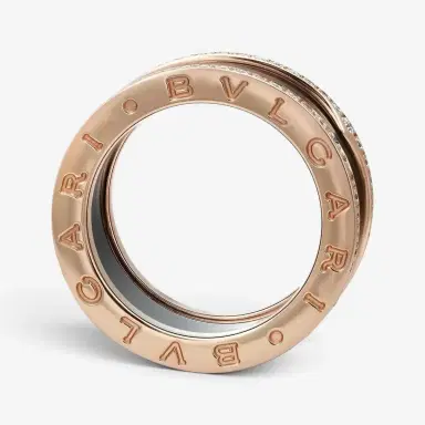 BVLGARI Bulgari B.Zero1 Black Ceramic & 18K Rose Gold Diamond Ring Sz. 7.5 by The Solist | Thumbnail 3