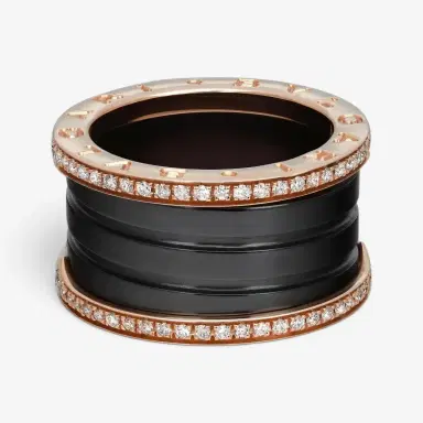 BVLGARI Bulgari B.Zero1 Black Ceramic & 18K Rose Gold Diamond Ring Sz. 7.5 by The Solist | Thumbnail 4