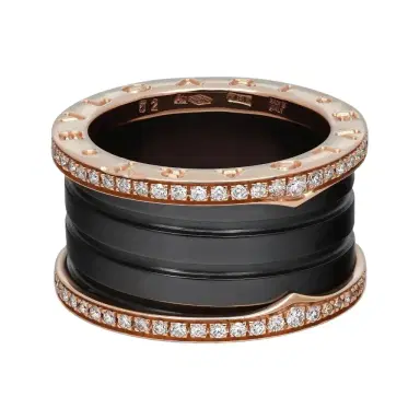 BVLGARI Bulgari B.Zero1 Black Ceramic & 18K Rose Gold Diamond Ring Sz. 7.5 by The Solist | Thumbnail 1