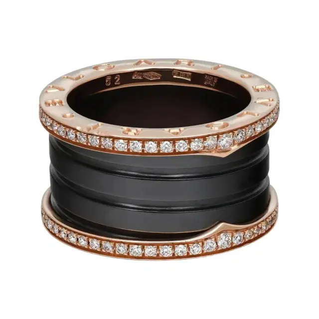 BVLGARI Bulgari B.Zero1 Black Ceramic & 18K Rose Gold Diamond Ring Sz. 7.5 by The Solist