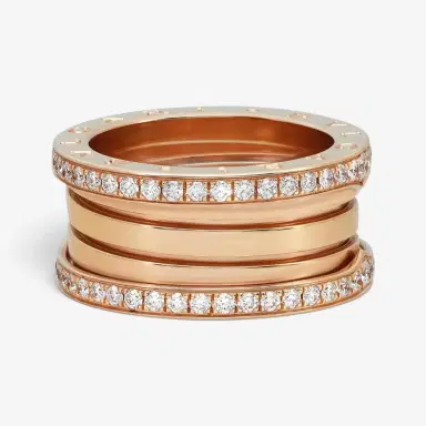 BVLGARI Bulgari B.Zero1 Diamond 18K Rose Gold Diamond Four Band Ring Sz. 8 by The Solist | Thumbnail 3