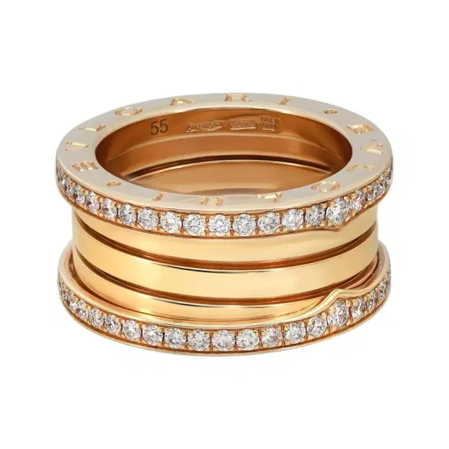 BVLGARI Bulgari B.Zero1 Diamond 18K Yellow Gold Diamond Four Band Ring Sz. 7 by The Solist