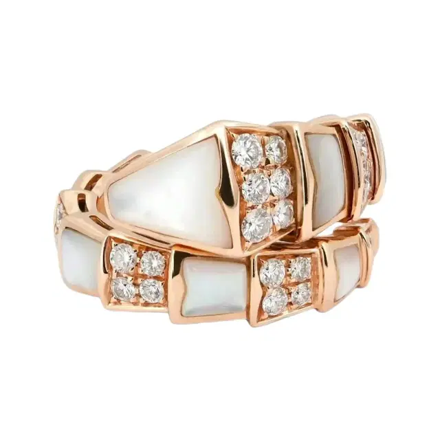 BVLGARI Bulgari Serpenti Viper 18K Rose Gold Diamond & MOP Ring Sz. 5.5 by The Solist
