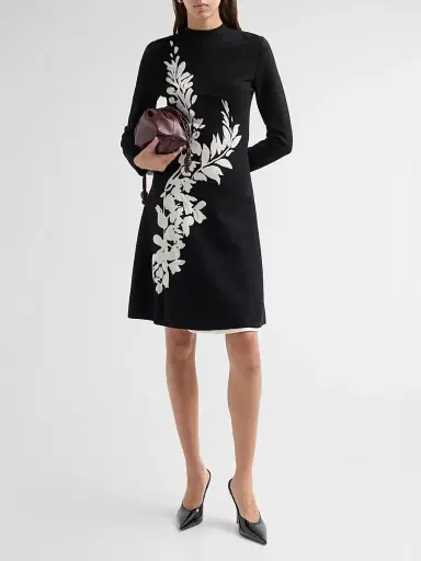 Lela Rose Women's Floral Velvet Jacquard Knit Dress | Thumbnail 2 Lela Rose Women's Floral Velvet Jacquard Knit Dress | Thumbnail 2