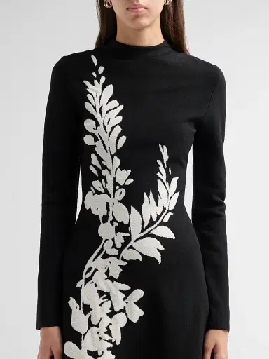 Lela Rose Women's Floral Velvet Jacquard Knit Dress | Thumbnail 5 Lela Rose Women's Floral Velvet Jacquard Knit Dress | Thumbnail 5