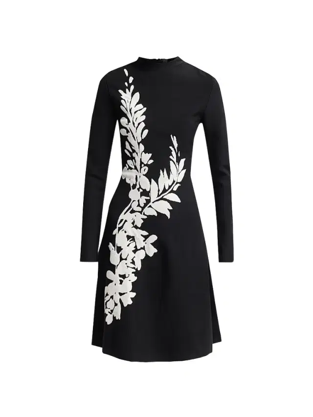 Lela Rose Women's Floral Velvet Jacquard Knit Dress