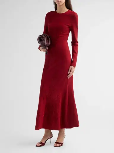 Lela Rose Women's Velvet Jacquard Knit Trumpet Maxi-Dress | Thumbnail 4 Lela Rose Women's Velvet Jacquard Knit Trumpet Maxi-Dress | Thumbnail 4