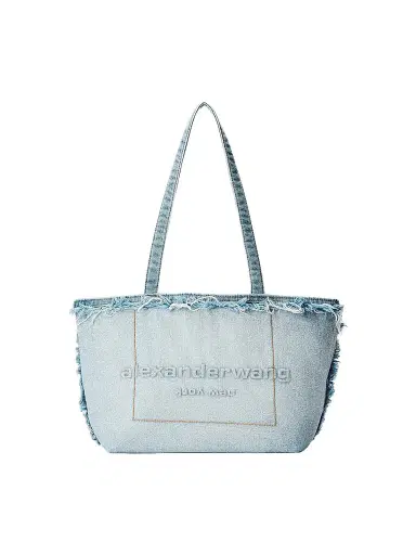 Alexander Wang Women's Punch Medium Frayed Denim Tote Bag | Thumbnail 1 Alexander Wang Women's Punch Medium Frayed Denim Tote Bag | Thumbnail 1