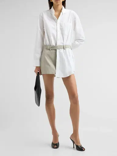 Alexander Wang Women's Tucked Shirt Cotton Romper | Thumbnail 4 Alexander Wang Women's Tucked Shirt Cotton Romper | Thumbnail 4