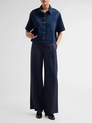 Anine Bing Women's Lincoln Denim Crop Shirt | Thumbnail 2 Anine Bing Women's Lincoln Denim Crop Shirt | Thumbnail 2
