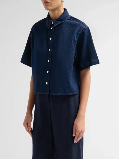Anine Bing Women's Lincoln Denim Crop Shirt | Thumbnail 4 Anine Bing Women's Lincoln Denim Crop Shirt | Thumbnail 4