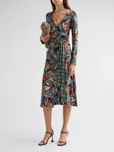 Johnny Was Women's The Janie Favorite Printed Wrap Midi Dress | Thumbnail 4 Johnny Was Women's The Janie Favorite Printed Wrap Midi Dress | Thumbnail 4