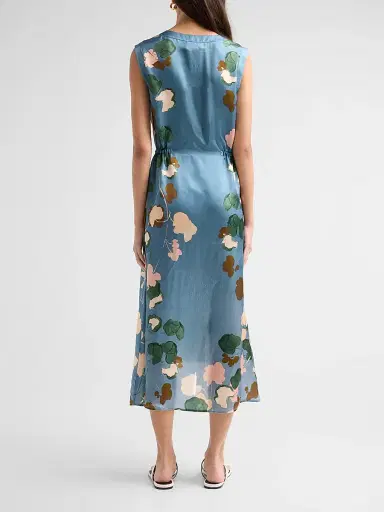 Johnny Was Women's Axelle Floral Satin Midi Dress | Thumbnail 3 Johnny Was Women's Axelle Floral Satin Midi Dress | Thumbnail 3