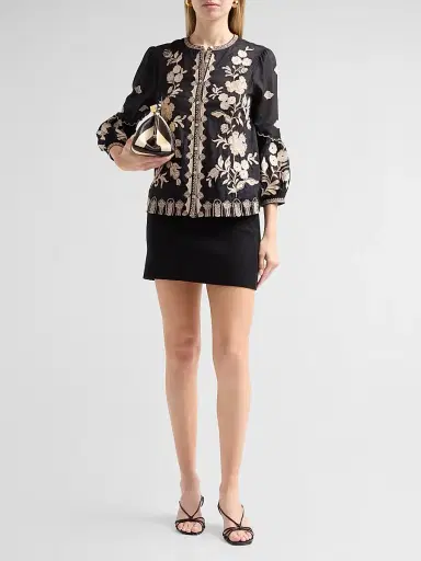 Johnny Was Women's Scallop Embroidered Cotton Blouse | Thumbnail 2