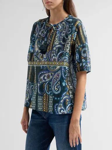 Johnny Was Women's Margot Cotton-Silk Tassel Top | Thumbnail 4