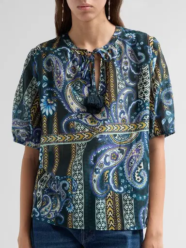 Johnny Was Women's Margot Cotton-Silk Tassel Top | Thumbnail 5