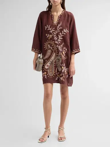 Johnny Was Women's Embroidered Paisley Swing Midi Dress | Thumbnail 2 Johnny Was Women's Embroidered Paisley Swing Midi Dress | Thumbnail 2